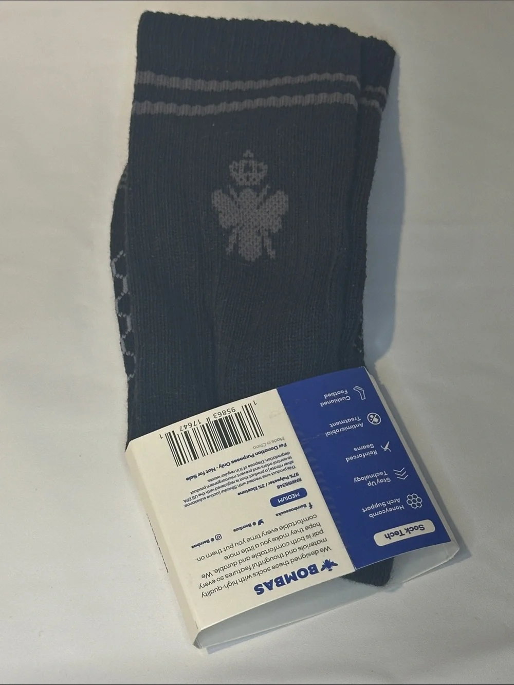 Bombas Black Athletic Performance Socks with Gray Accents